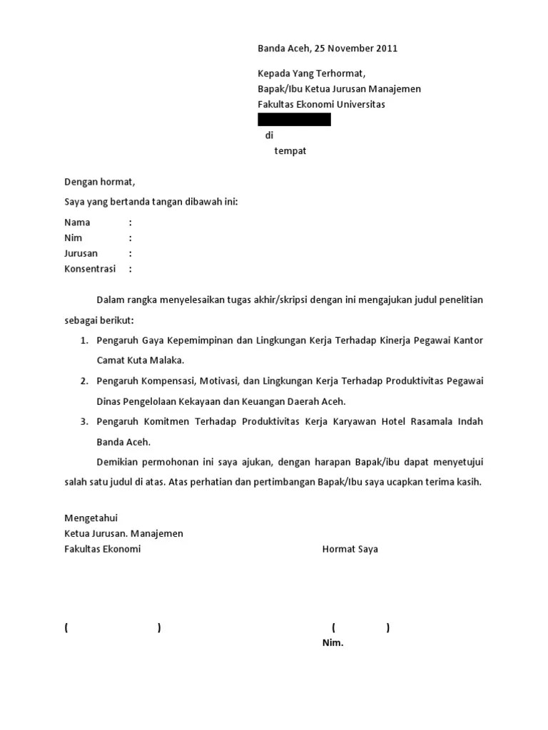 Proposal Pengajuan Judul Skripsi | Pdf