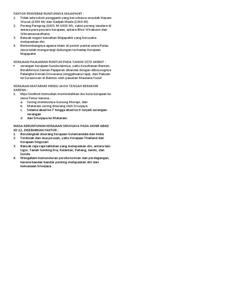 Faktor Penyebab Runtuhnya Kerajaan Hindu-Budha Di Indonesia | PDF