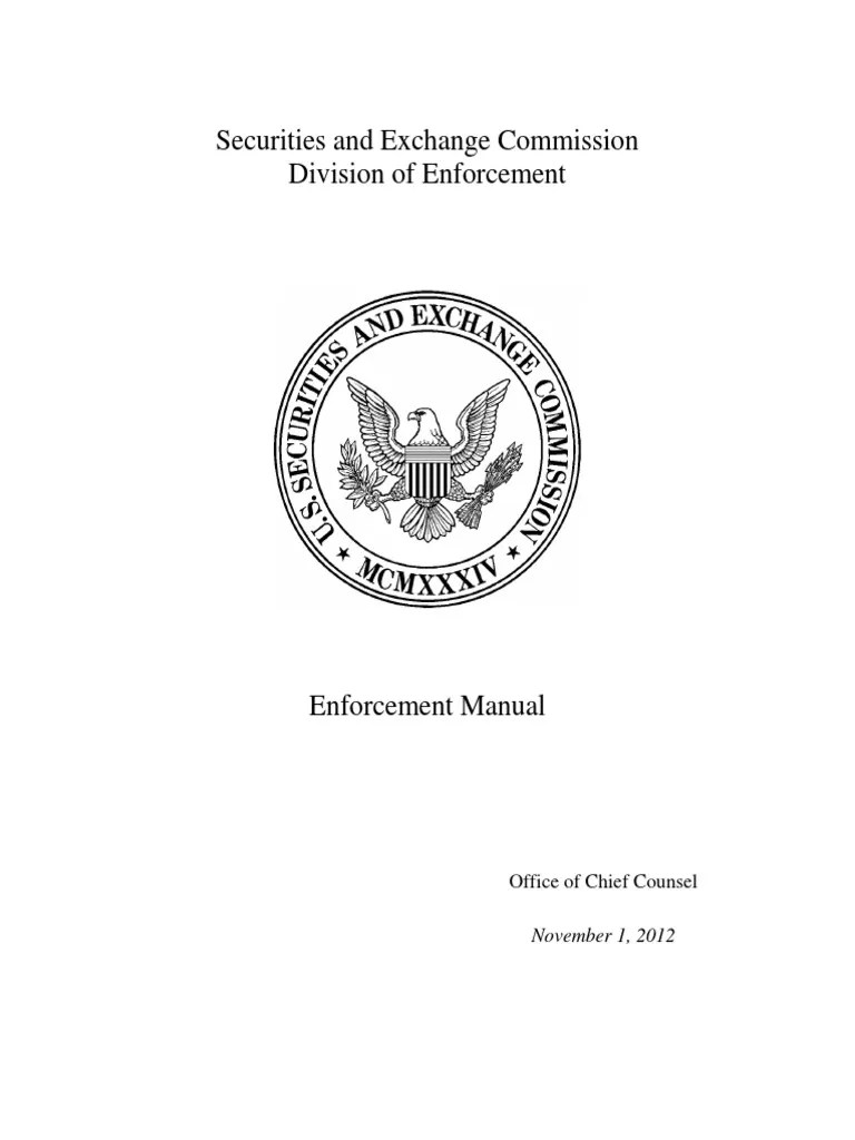 SEC Enforcement Manual PDF U.S. Securities And