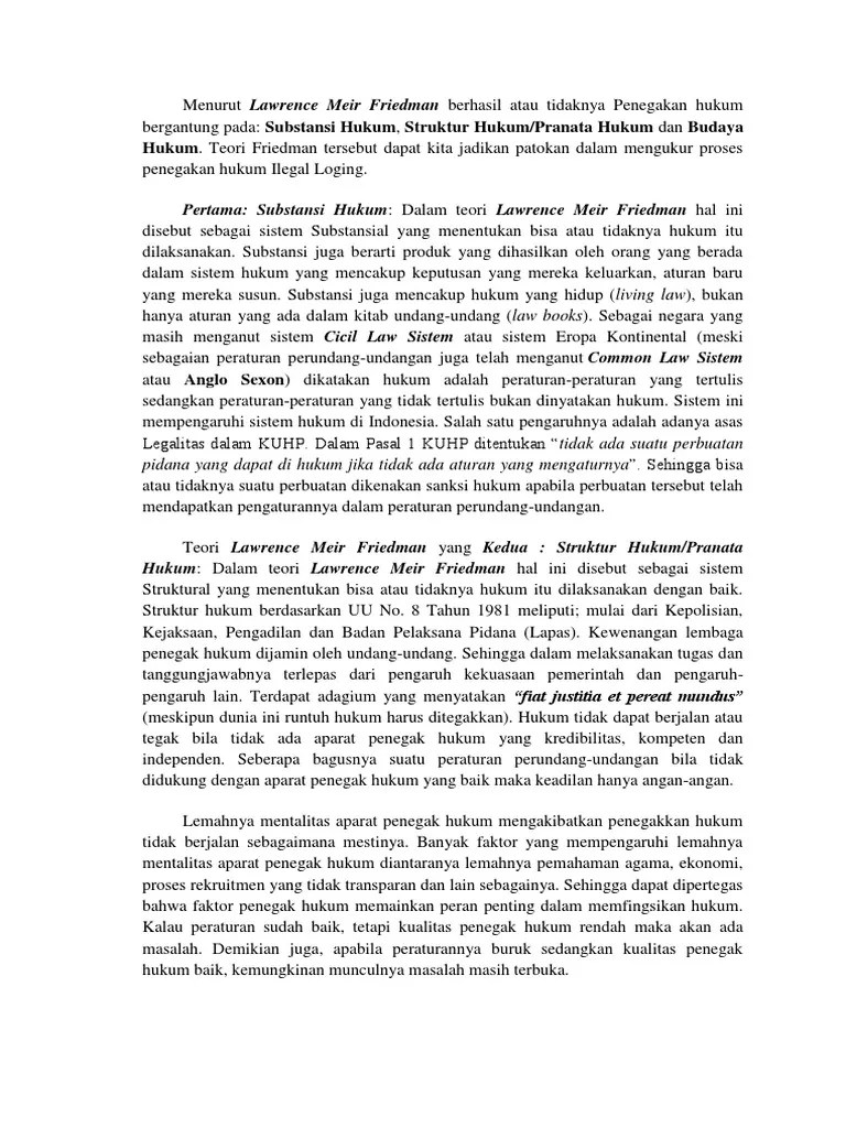 Menurut Lawrence Meir Friedman Berhasil Atau Tidaknya Penegakan Hukum