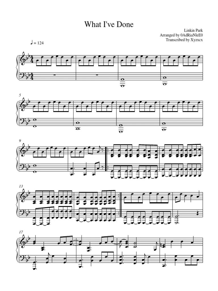 What I'Ve Done Linkin Park Arranged By 0Adrianlee0 Transcribed By Xyzxcx