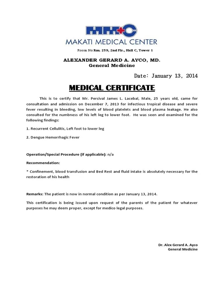 Medical Certificate PDF