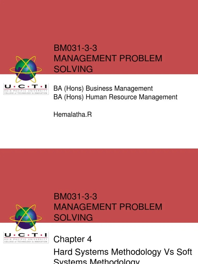 Chapter 4 Hard Systems Methodology Vs Soft System Methodology PDF