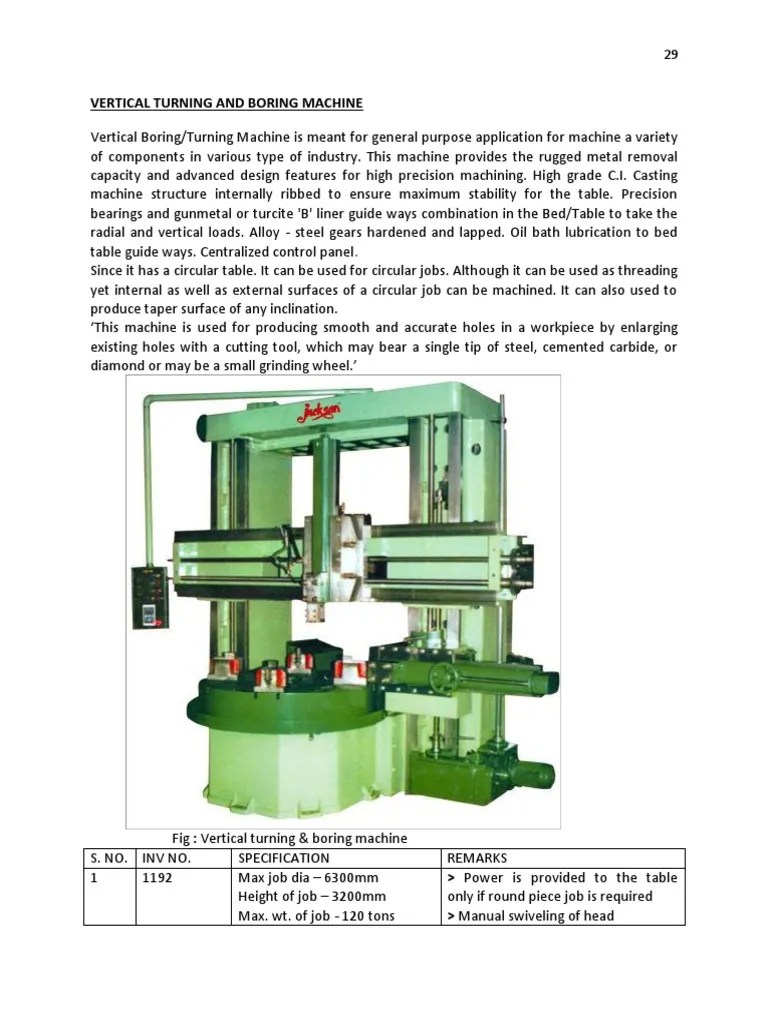 Vertical Turning and Boring Machine | PDF | Metalworking | Tools