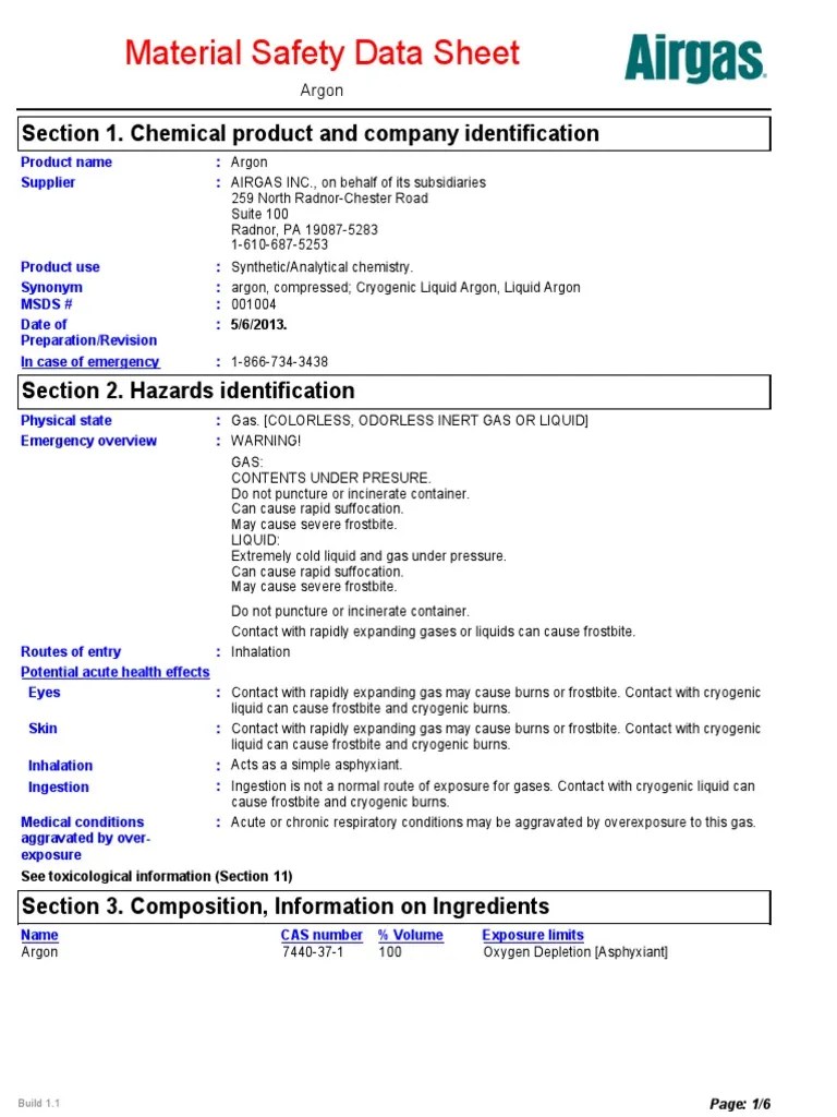Argon Msds PDF