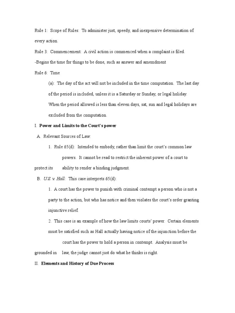 Civil Procedure Outline PDF Federal Rules Of Civil Procedure