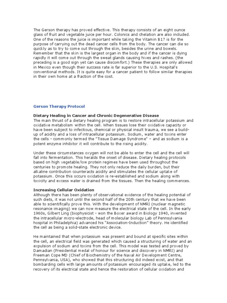 Max Gerson The Gerson Therapy Has Proved Effective PDF Liver Cancer