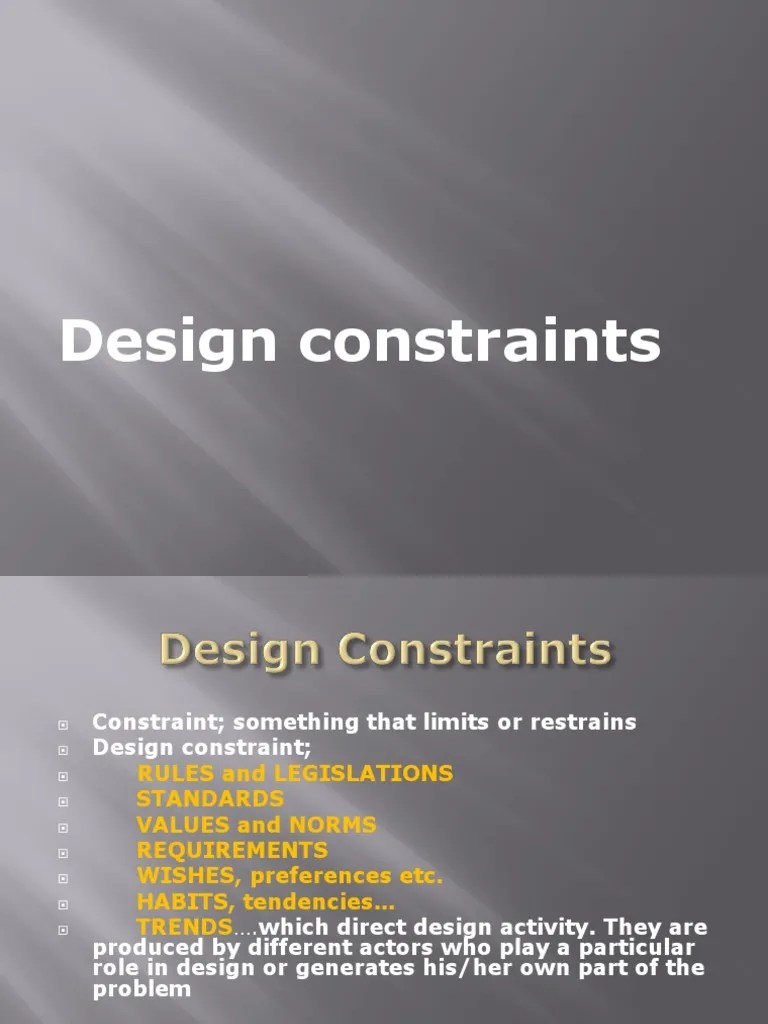 Design Constraints Architect Cognition