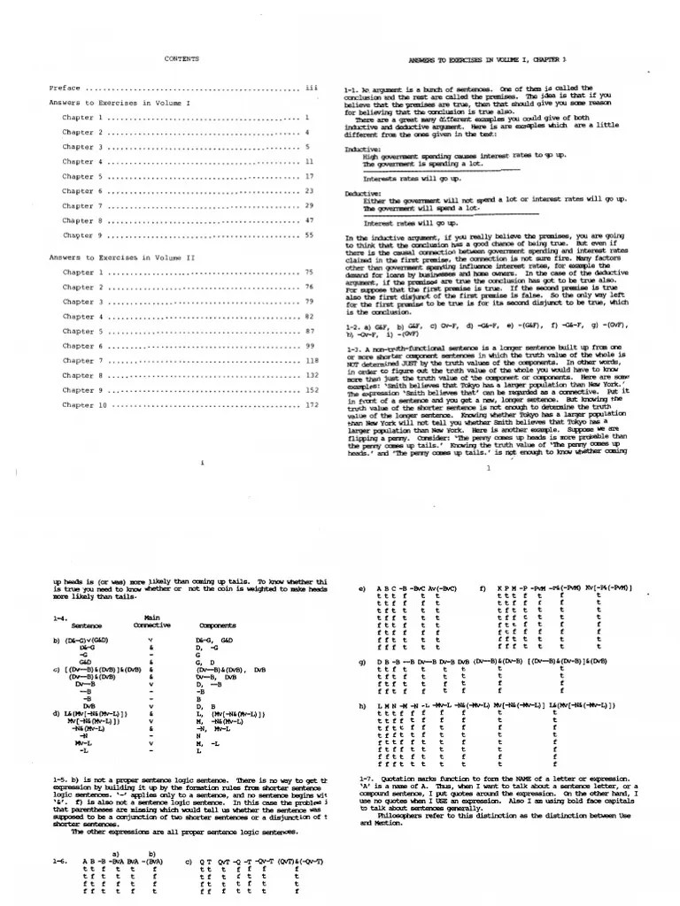 Teller's Logic Manual Answer Key (Book 1) Contemporary Philosophy