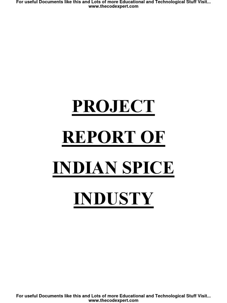 Project Report of Indian Spice Industy PDF Curry Spice