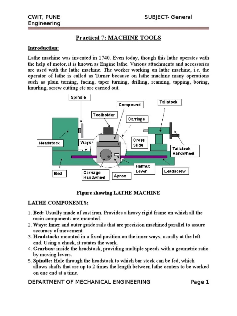 Practical 7 Lathe Machine PDF Machining Crafts