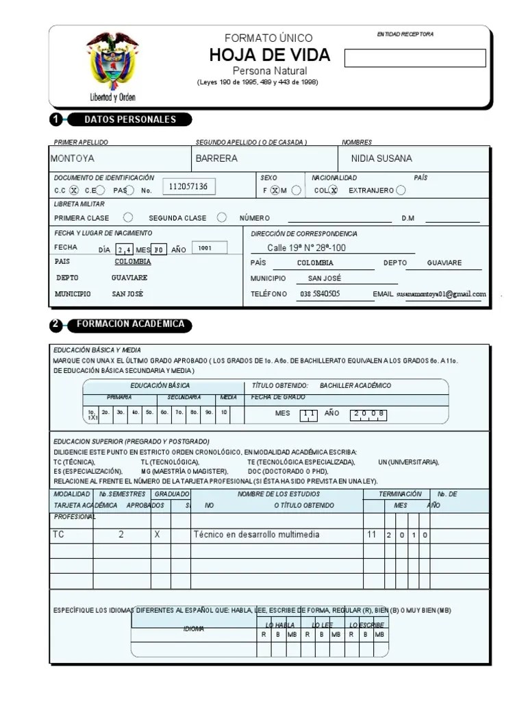 Hoja de Vida Formato[1]