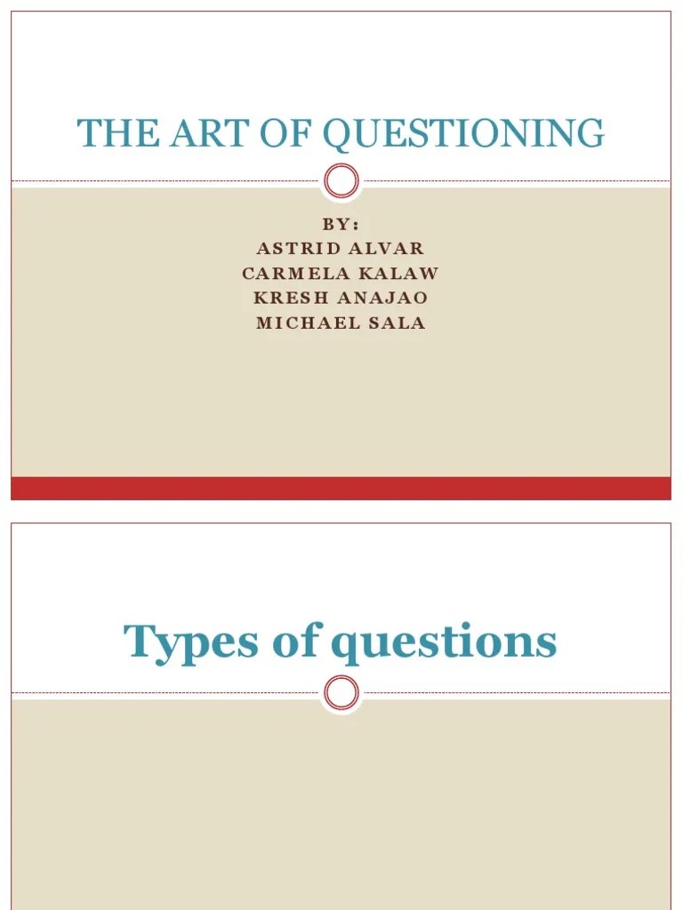 The Art of Questioning Question Educational Psychology