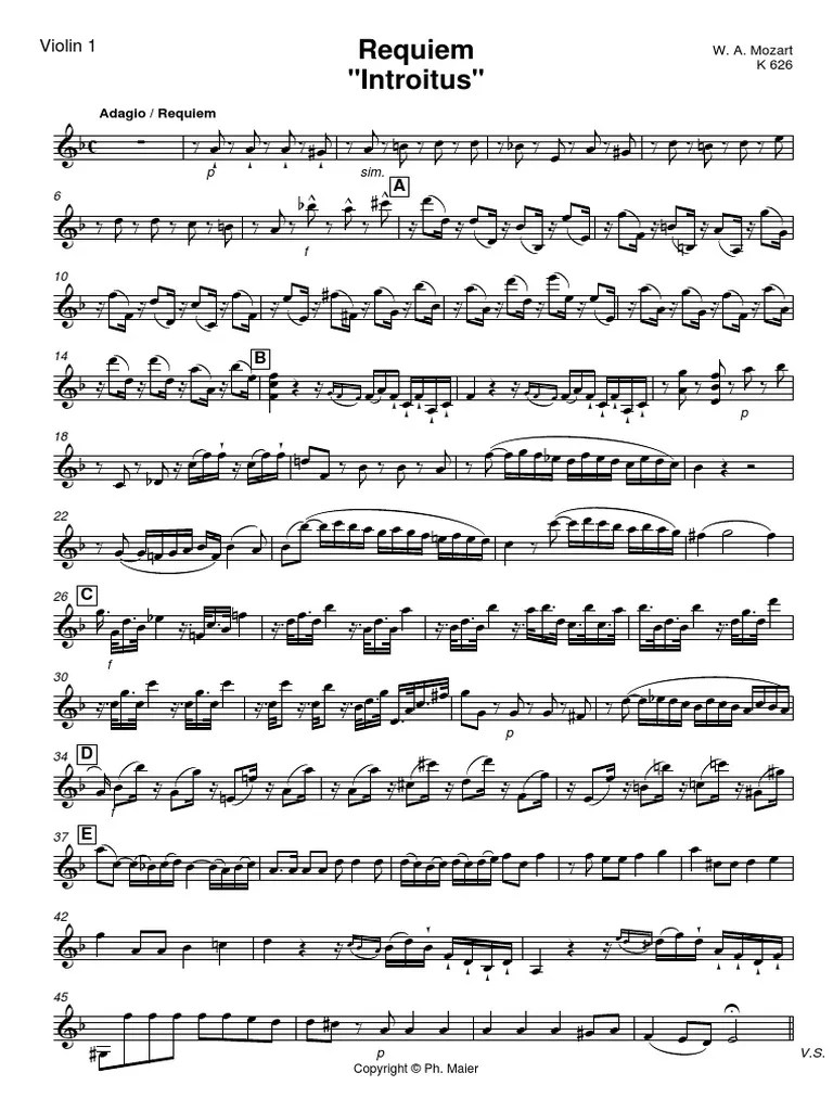Mozart Requiem First Violin Mass (Liturgy) Musicology