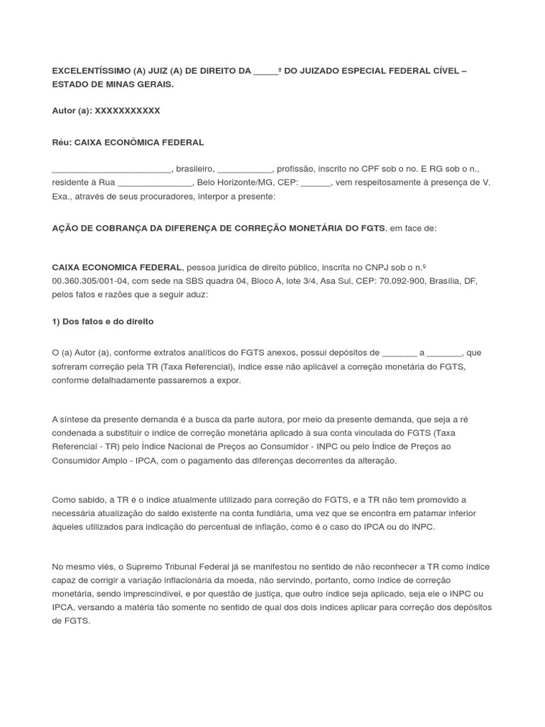 Modelo da nova Ação Revisional do FGTS