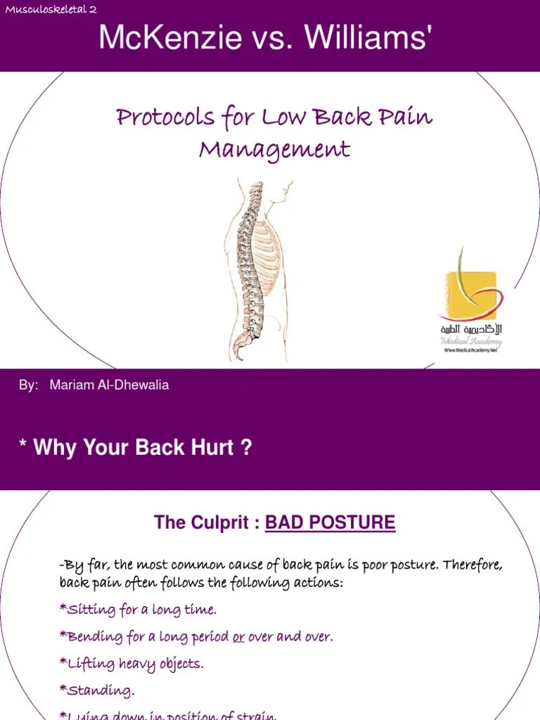 McKenzie_vs_WilliamsProtocols for Low Back Pain Management