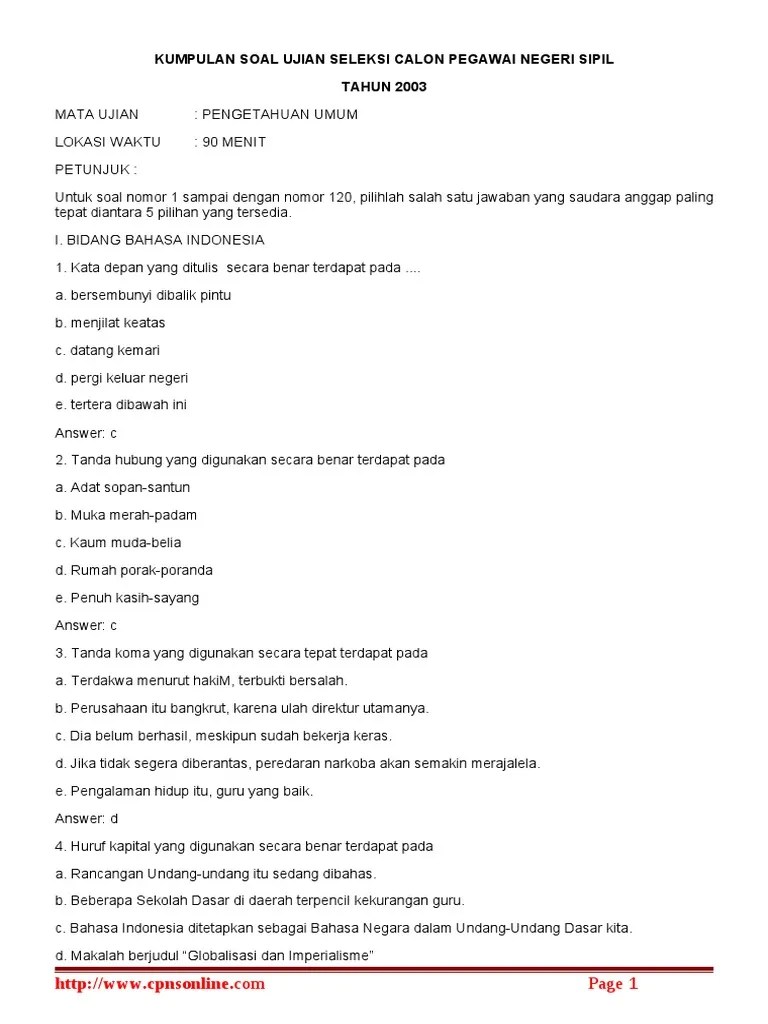 Kumpulan Soal Pengetahuan Umum