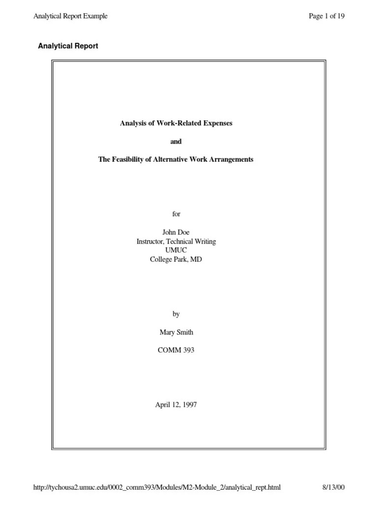 Example of an analytical report Shift Work