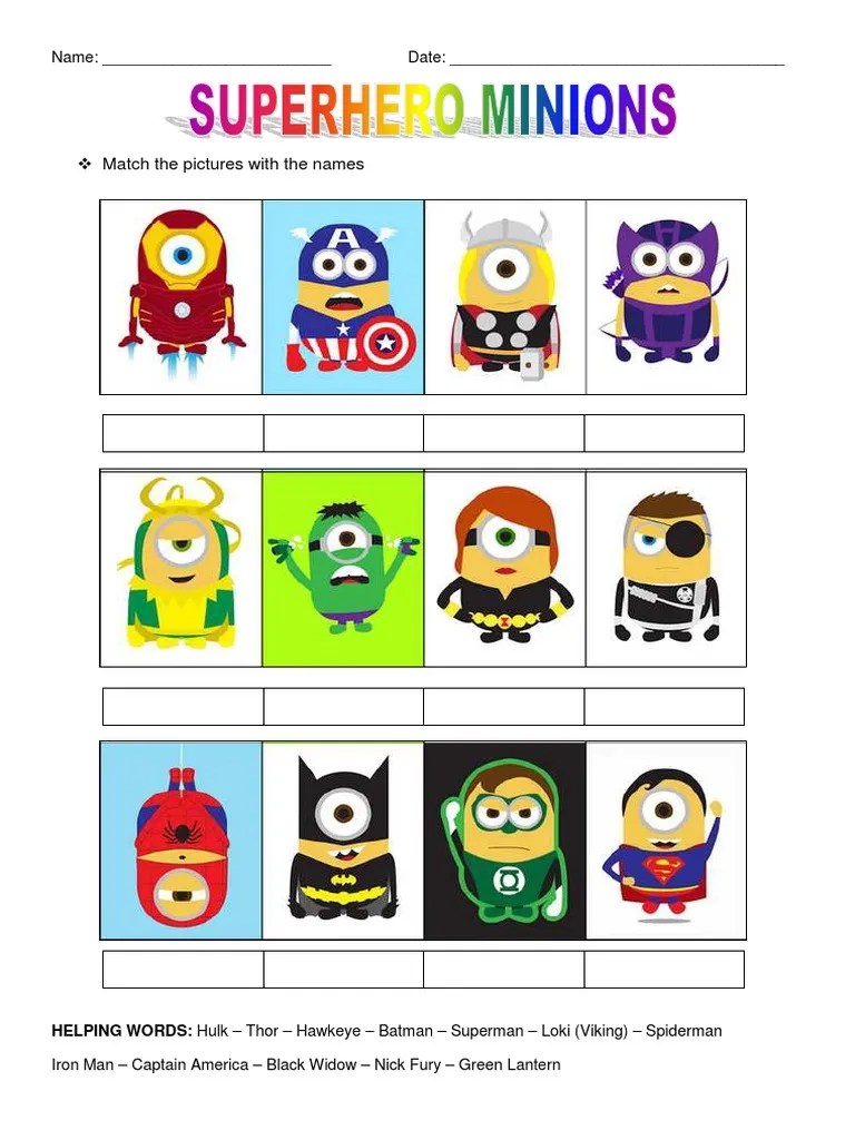 Minions Worksheet PDF