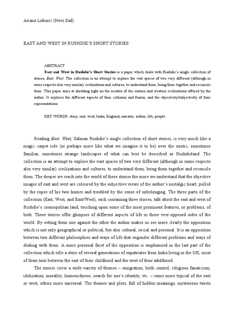 Paper on East and West Rushdie Narrative Narration