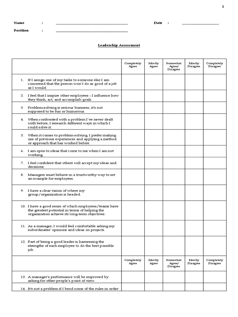 Leadership Skills Assessment Leadership Motivation