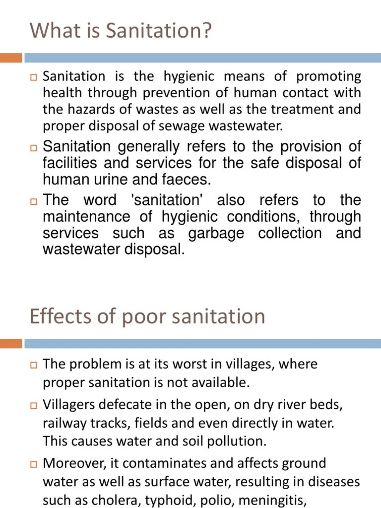 Concept of Sanitation Sanitation Hygiene