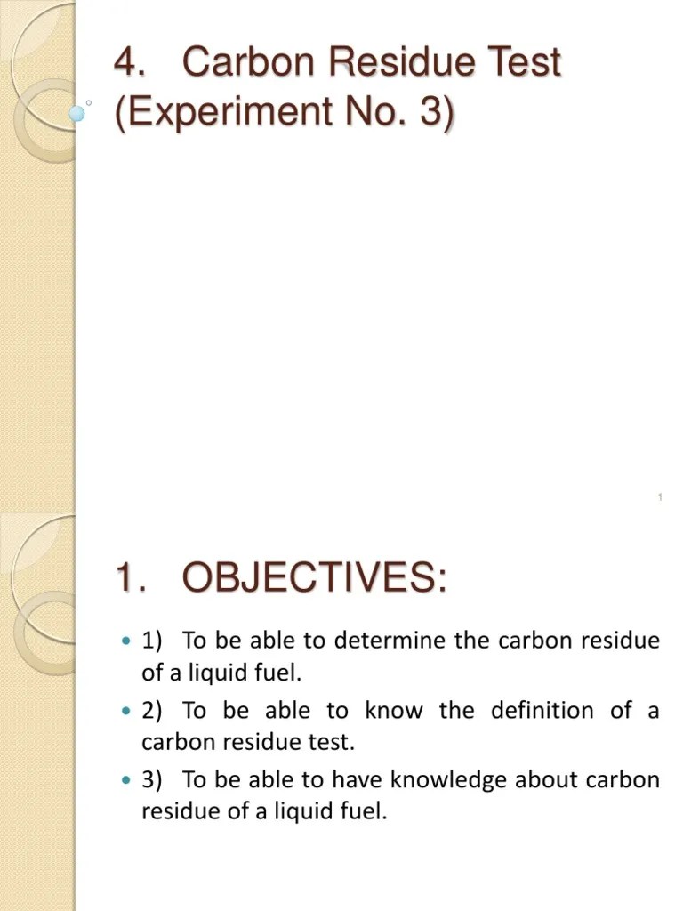 Carbon Residue Test (Experiment No. 3) PDF Petroleum Fuels