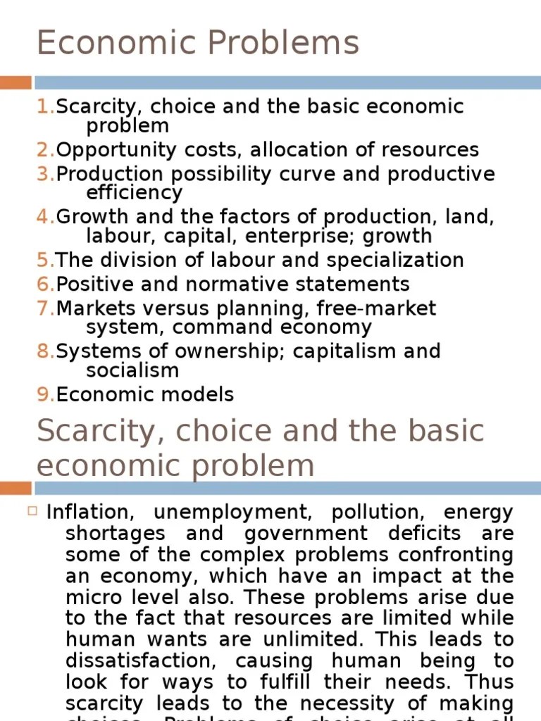 Economic Problems PDF Macroeconomics Economics