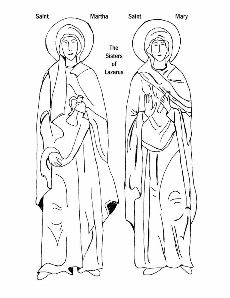 Mary and Martha Coloring Page PDF