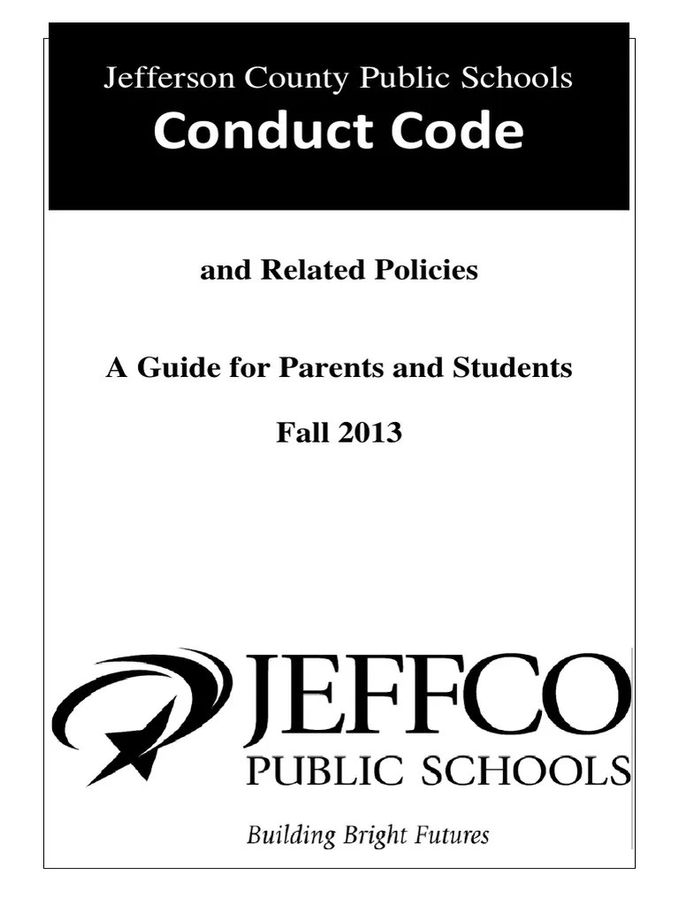 Jefferson County Schools Code of Conduct PDF Sexual Harassment