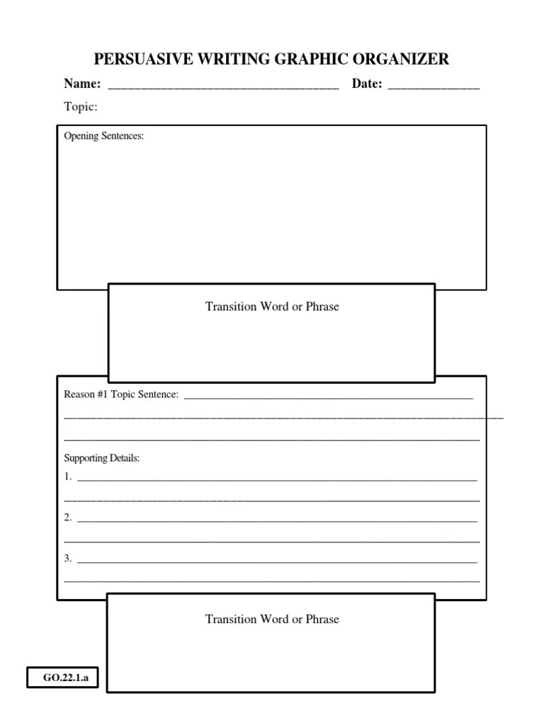 PersuasiveWriting Graphic Organizer Argument Proposition