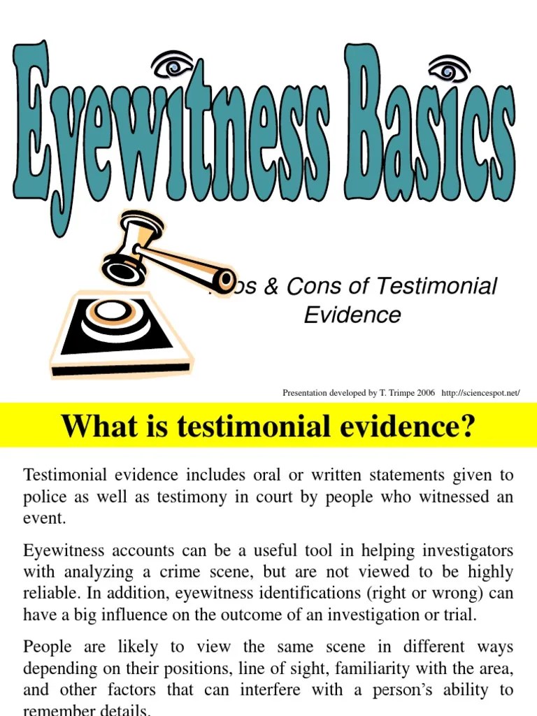 eyewitness basics Witness Crimes