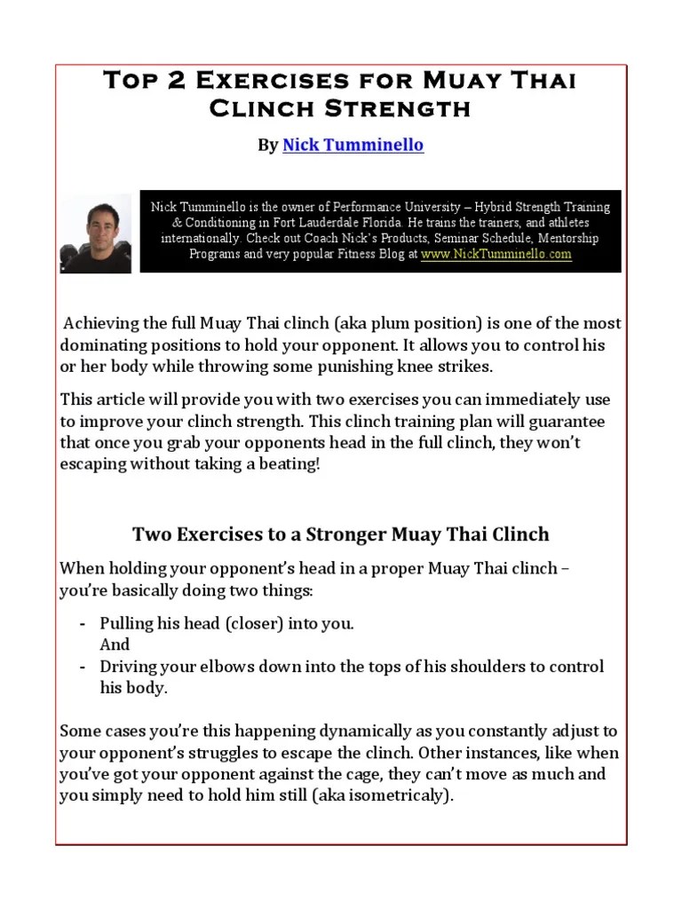 Top 2 Exercises For Muay Thai Clinch Strength PDF Muay Thai Mixed