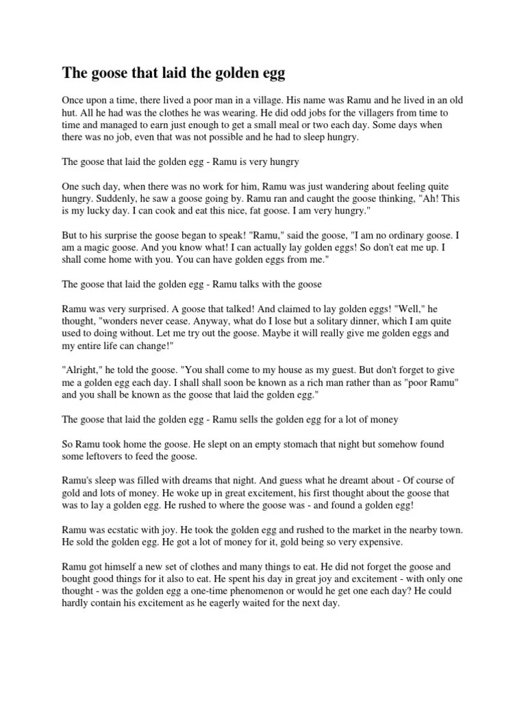 The Goose That Laid the Golden Egg (Short Story)