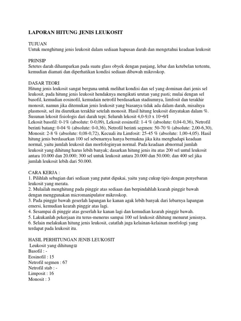 Laporan Hitung Jenis Leukosit | PDF