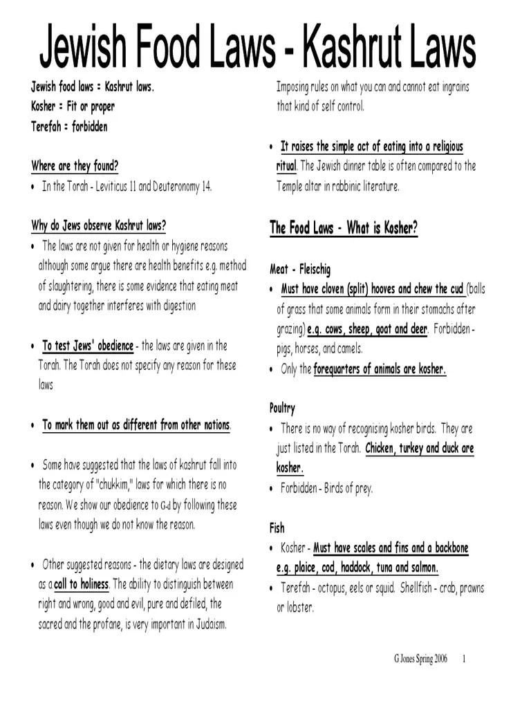 Jewish Food Laws Kashrut & Kosher Explained PDF Food And Drink