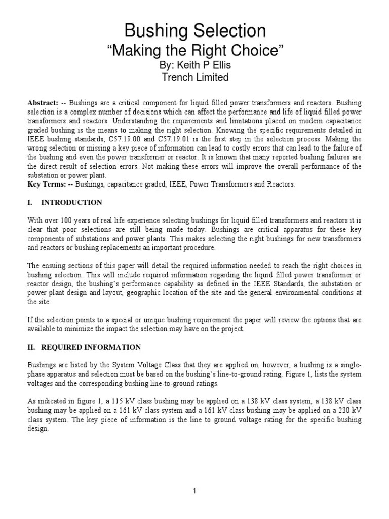 Bushing Selection Making The Right Choice PDF Insulator