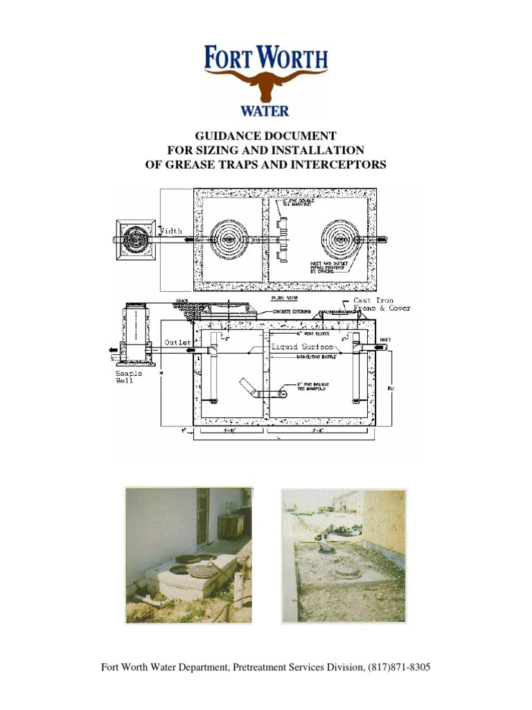 Grease Trap Sizing Chart