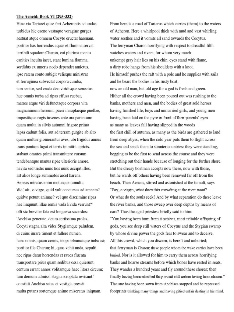 The Aeneid Book VI Lines 295332, 384425, 450476, 847