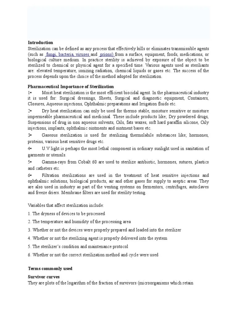 Sterilization Methods and Principles PDF Sterilization (Microbiology) Steam
