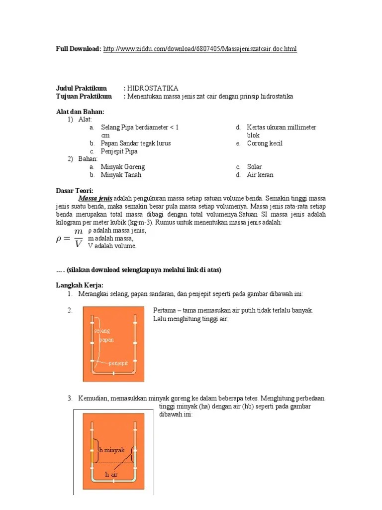 Laporan Massa Jenis Zat Padat dan Zat Cair Blogger