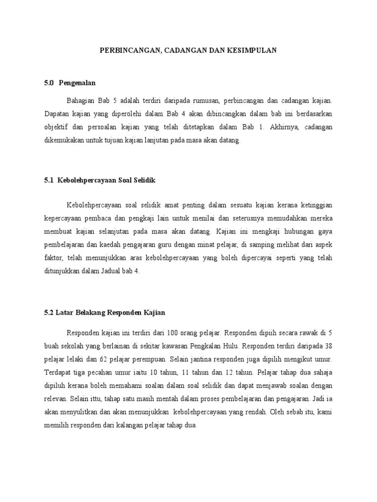 Contoh Dapatan Kajian Dan Perbincangan