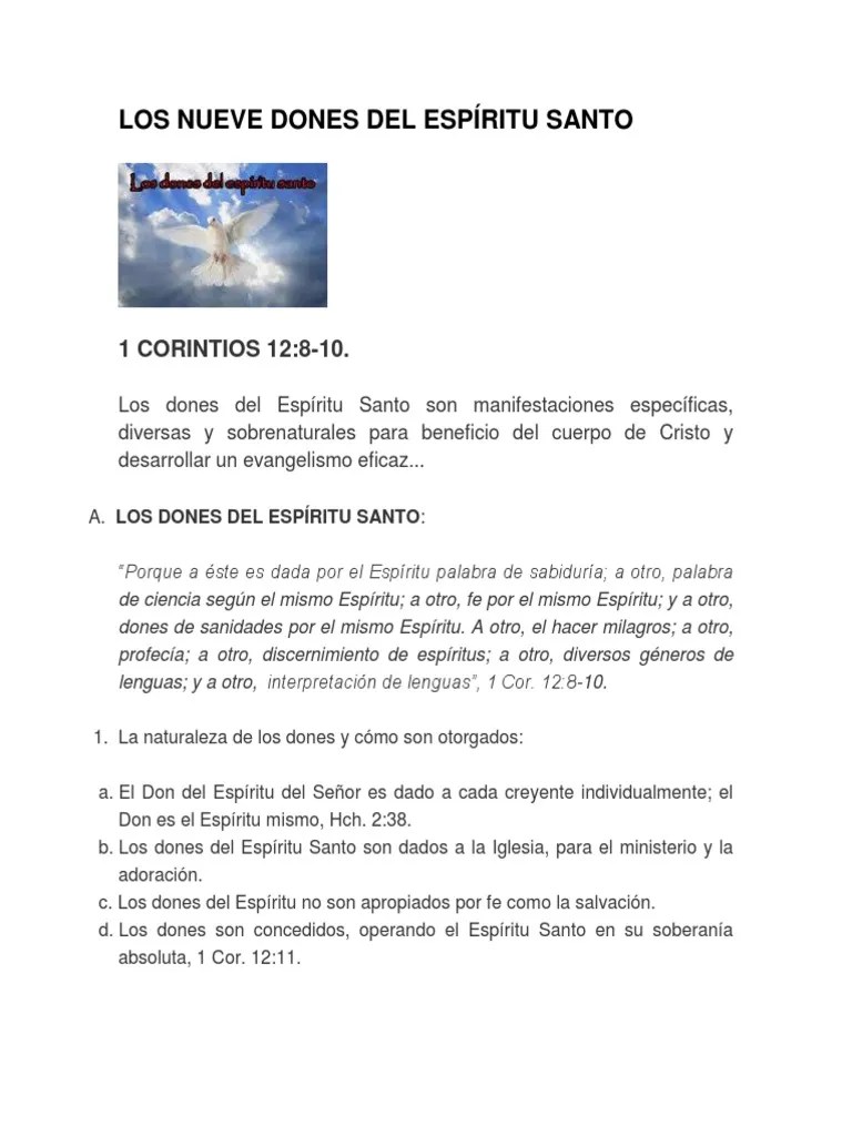 Los Nueve Dones Del Espíritu Santo Fe espíritu Santo