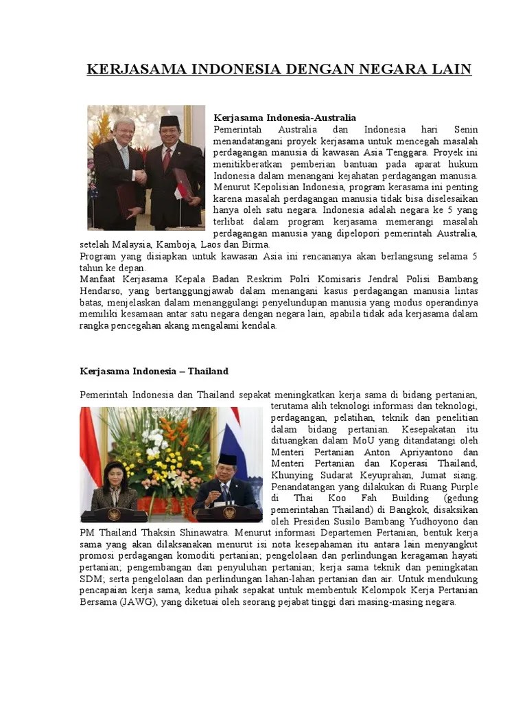Kerjasama Indonesia Dengan Negara Lain | PDF