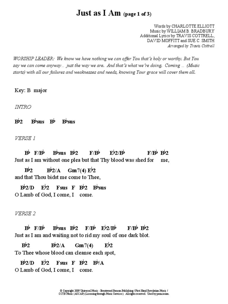 Just as I Am Chord Chart Religious Behaviour And Experience