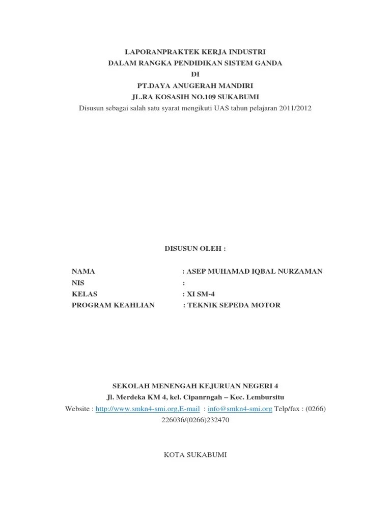 Contoh Laporan Prakerin Teknik Pengelasan