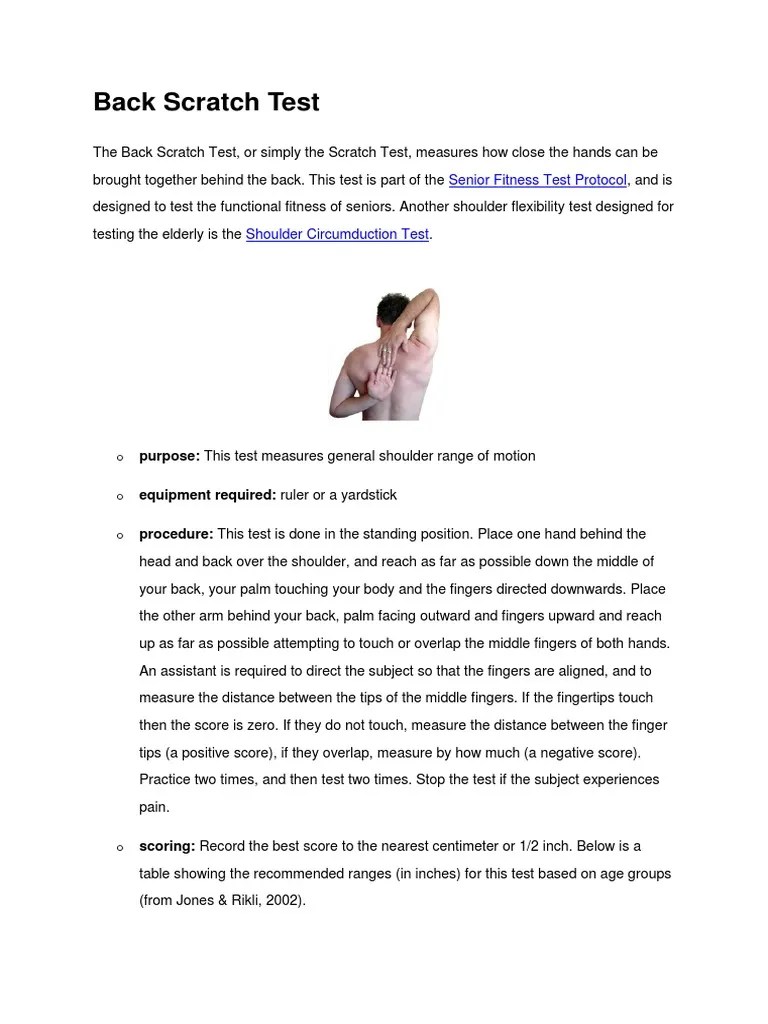 Back Scratch Test PDF