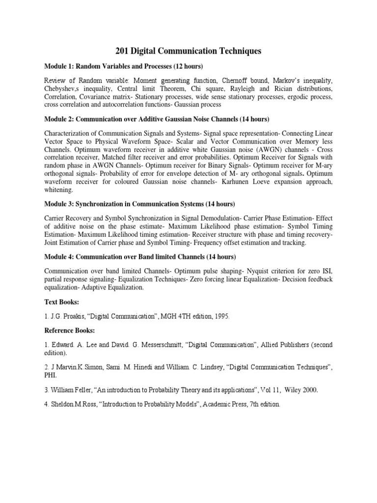201 Digital Communication Techniques PDF