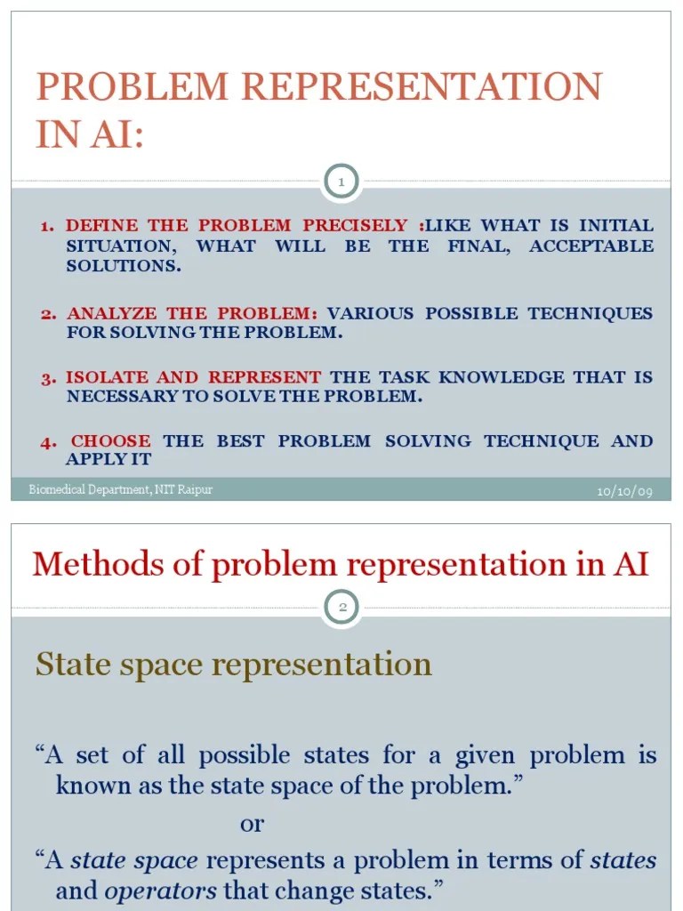 Problem Representation in Ai Artificial Intelligence Technology