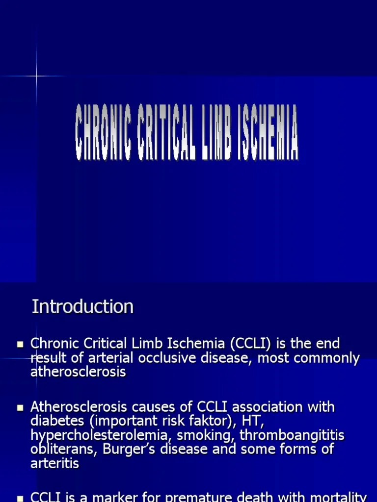 Critical Limb Ischemia Ischemia Atherosclerosis